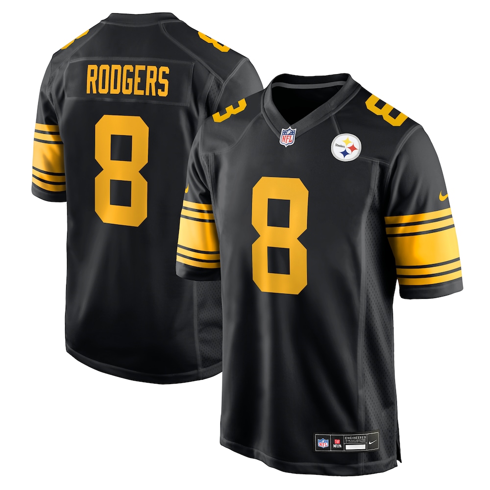 Pittsburgh Steelers Merch - Men's Aaron Rodgers Alternate Game Jersey, Black 1 - Unicasport Pittsburgh Steelers Merch - Men's Aaron Rodgers Alternate Game Jersey, Black