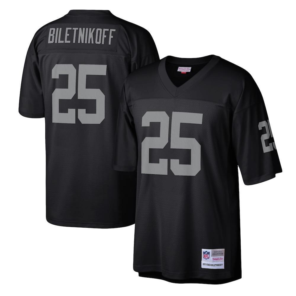 Las Vegas Raiders Merch - Men's Fred Biletnikoff Legacy Replica Jersey, Black - Football Gift Idea 1 - Unicasport Las Vegas Raiders Merch - Men's Fred Biletnikoff Legacy Replica Jersey, Black - Football Gift Idea