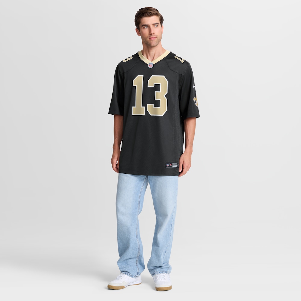 New Orleans Saints Merch - Men's Velus Jones Jr. Team Game Jersey, Black 1 - Unicasport New Orleans Saints Merch - Men's Velus Jones Jr. Team Game Jersey, Black