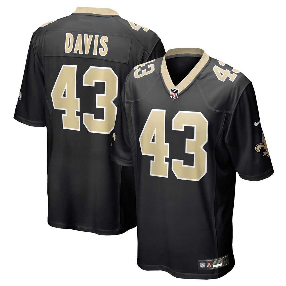 New Orleans Saints Merch - Men's Michael Davis Team Game Jersey, Black 1 - Unicasport New Orleans Saints Merch - Men's Michael Davis Team Game Jersey, Black