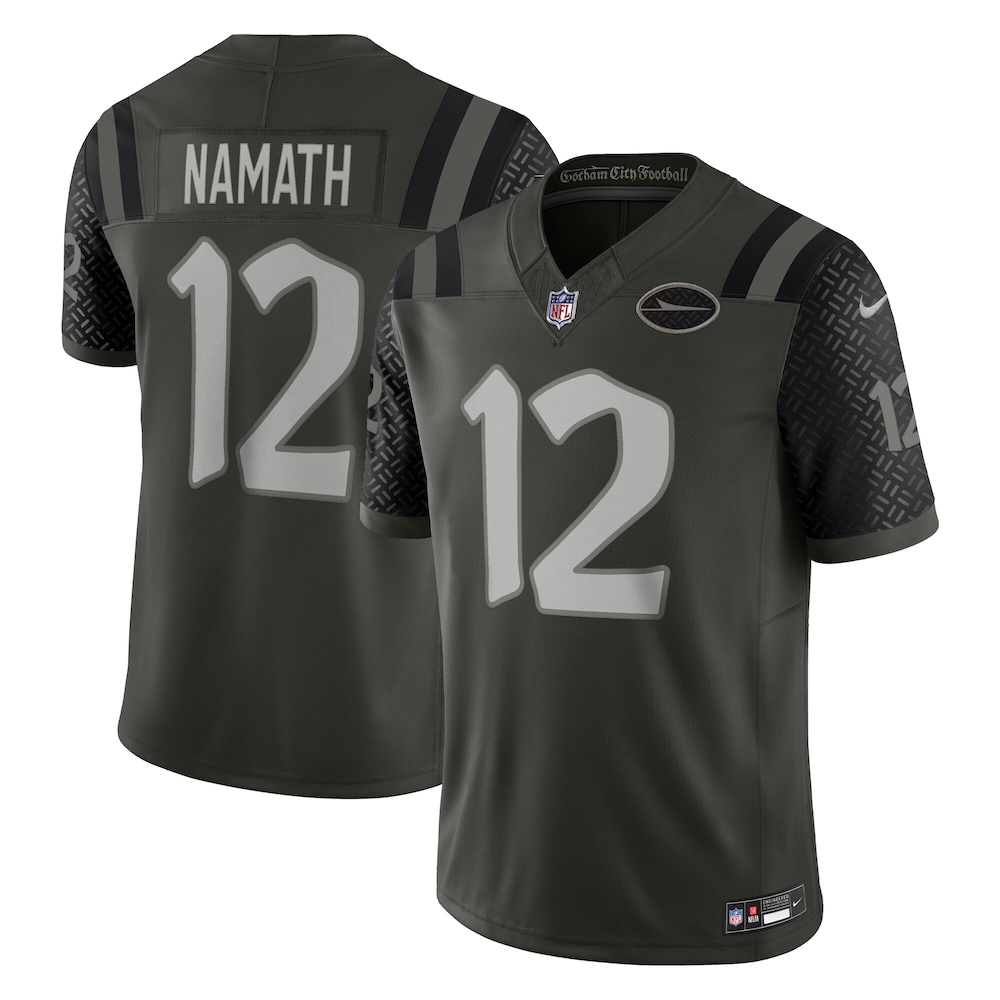 New York Jets Merch - Men's Joe Namath Gotham 2025 Rivalries Collection Stitched Limited Jersey, Green 1 - Unicasport New York Jets Merch - Men's Joe Namath Gotham 2025 Rivalries Collection Stitched Limited Jersey, Green
