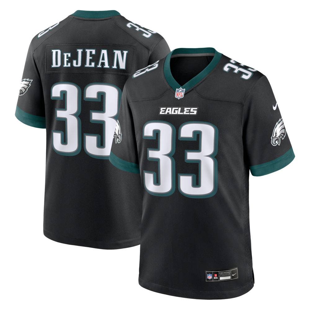 Philadelphia Eagles Merch - Men's Cooper DeJean Alternate Game Jersey, Black 1 - Unicasport Philadelphia Eagles Merch - Men's Cooper DeJean Alternate Game Jersey, Black