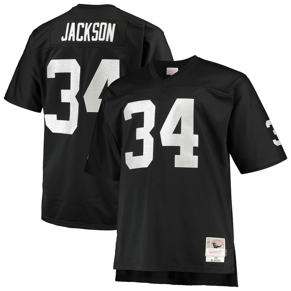 Las Vegas Raiders Merch - Men's Bo Jackson 1988 Retired Player Replica Jersey, Big & Tall, Black