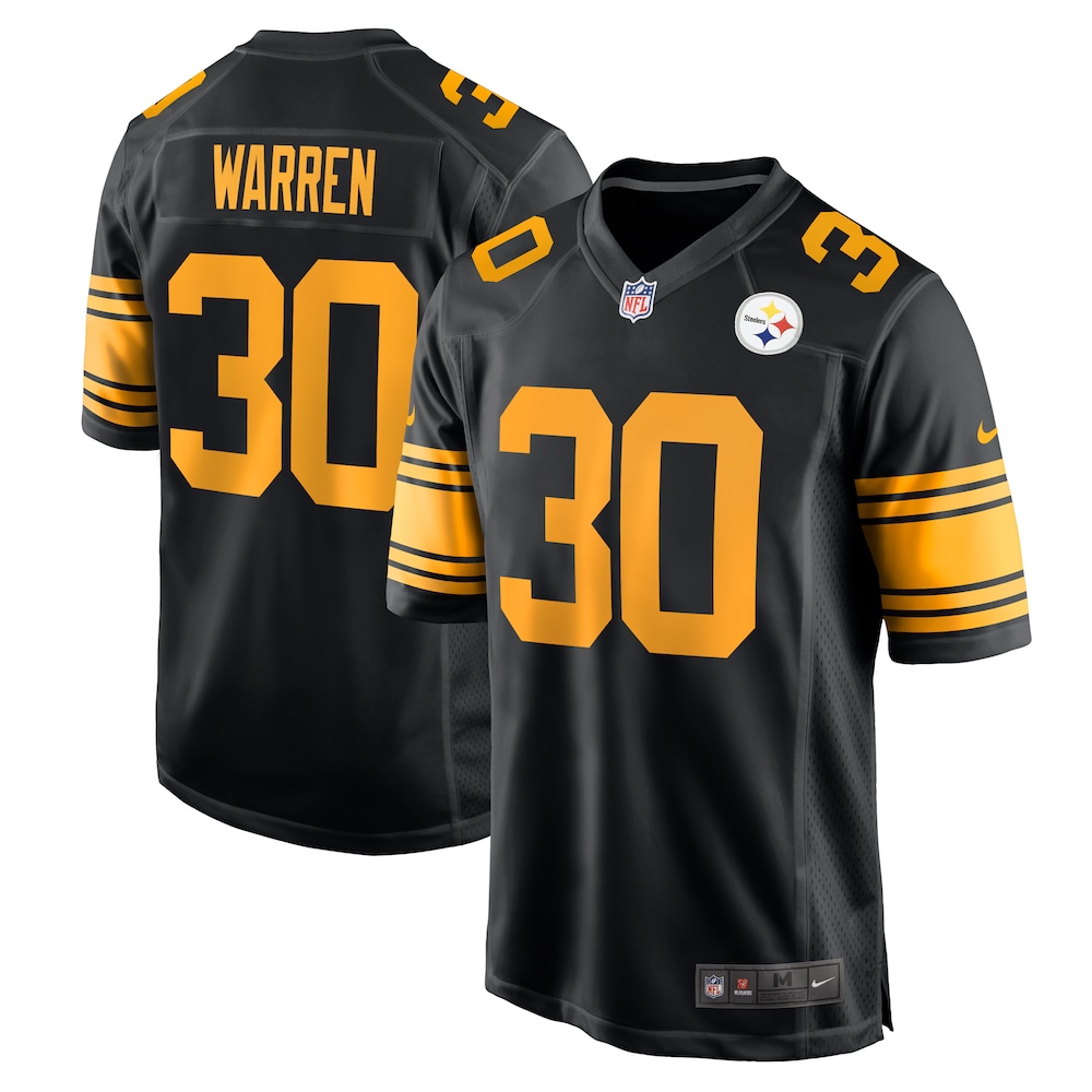 Pittsburgh Steelers Merch - Men's Jaylen Warren Alternate Game Jersey, Black 1 - Unicasport Pittsburgh Steelers Merch - Men's Jaylen Warren Alternate Game Jersey, Black
