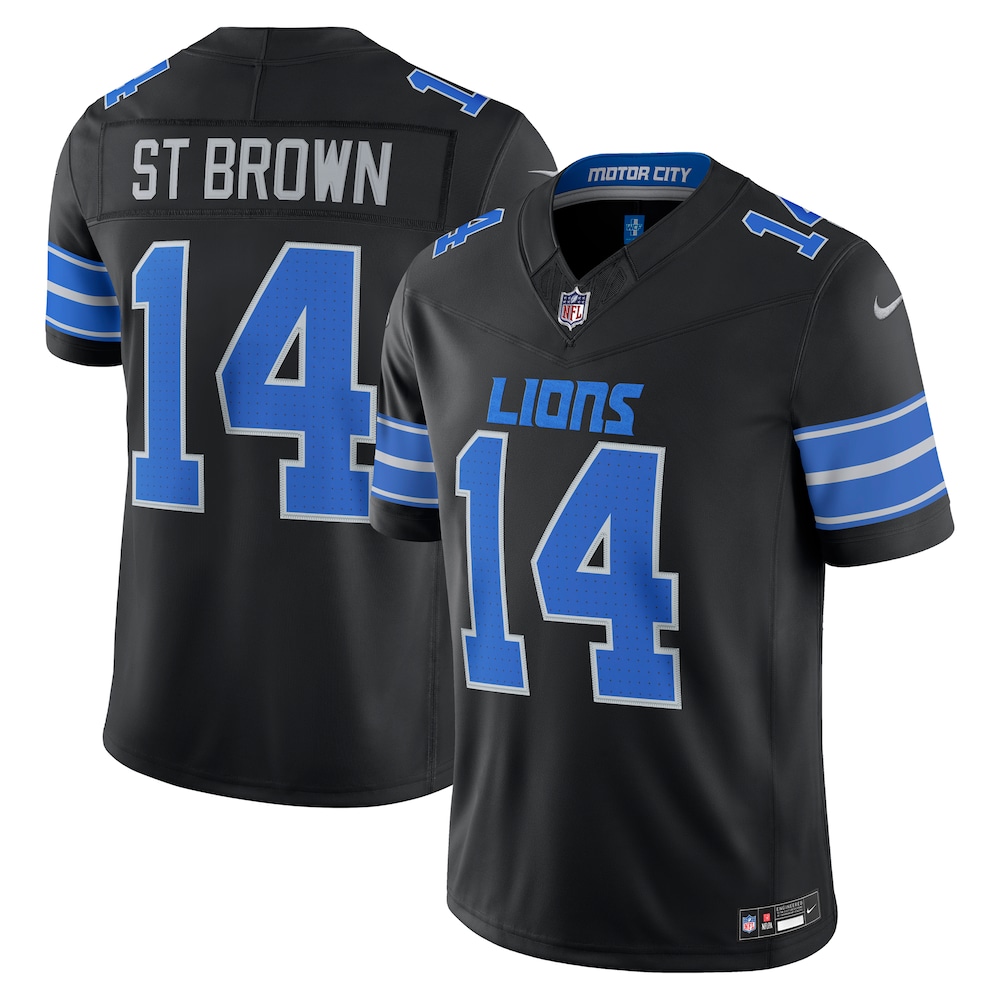 Detroit Lions Merch - Men's Amon-Ra St. Alternate Vapor F.U.S.E. Stitched Limited Jersey, Black Brown 1 - Unicasport Detroit Lions Merch - Men's Amon-Ra St. Alternate Vapor F.U.S.E. Stitched Limited Jersey, Black Brown