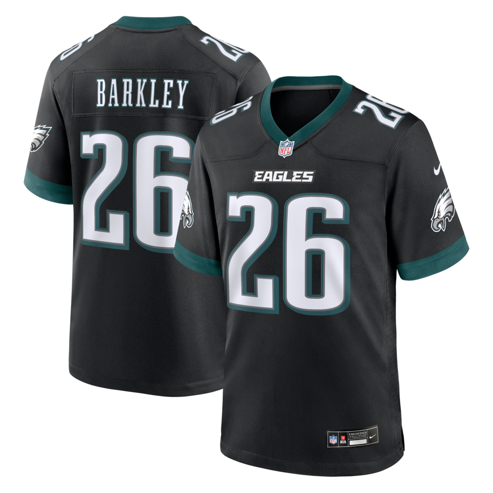 Philadelphia Eagles Merch - Men's Saquon Barkley Alternate Game Jersey, Black 1 - Unicasport Philadelphia Eagles Merch - Men's Saquon Barkley Alternate Game Jersey, Black