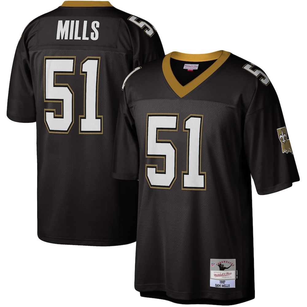 New Orleans Saints Merch - Men's Sam Mills Legacy Replica Jersey, Black - Football Fan Gear 1 - Unicasport New Orleans Saints Merch - Men's Sam Mills Legacy Replica Jersey, Black - Football Fan Gear