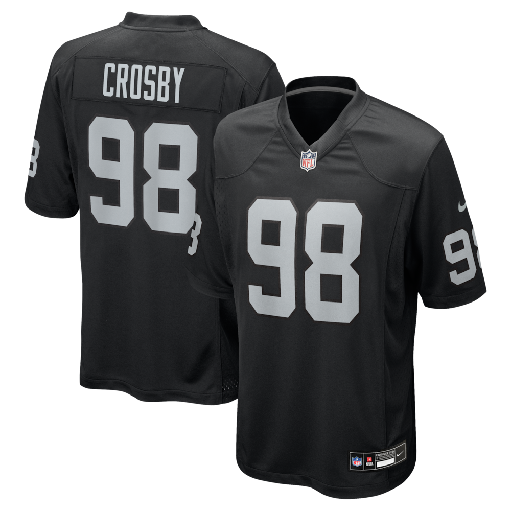 Las Vegas Raiders Merch - Men's Maxx Crosby Game Jersey, Black 1 - Unicasport Las Vegas Raiders Merch - Men's Maxx Crosby Game Jersey, Black