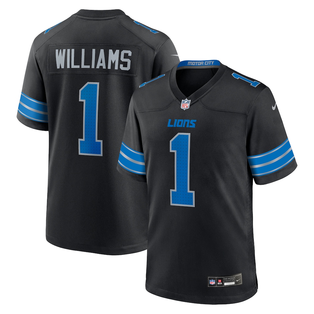 Detroit Lions Merch - Men's Jameson Williams Alternate Jersey, Black 1 - Unicasport Detroit Lions Merch - Men's Jameson Williams Alternate Jersey, Black