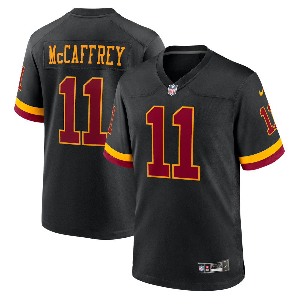 Washington Commanders Merch - Men's Luke McCaffrey Alternate Game Jersey, Black - Birthday Present For Football Fan 1 - Unicasport Washington Commanders Merch - Men's Luke McCaffrey Alternate Game Jersey, Black - Birthday Present For Football Fan