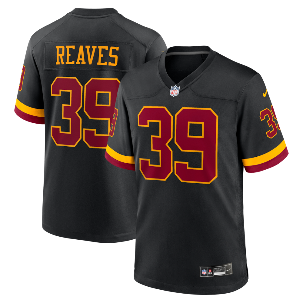 Washington Commanders Merch - Men's Jeremy Reaves Alternate Game Jersey, Black 1 - Unicasport Washington Commanders Merch - Men's Jeremy Reaves Alternate Game Jersey, Black