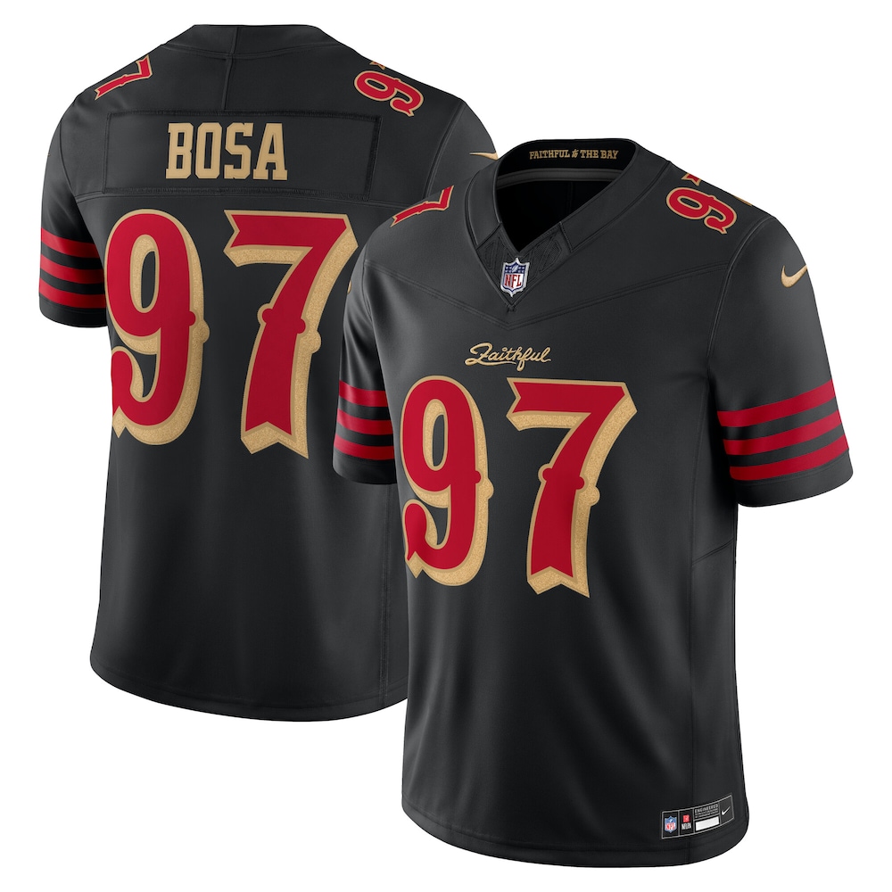 San Francisco 49ers Merch - Men's Nick Bosa 2025 Rivalries Collection Stitched Limited Jersey, Black - Cool Gifts For Football Fans 1 - Unicasport San Francisco 49ers Merch - Men's Nick Bosa 2025 Rivalries Collection Stitched Limited Jersey, Black - Cool Gifts For Football Fans