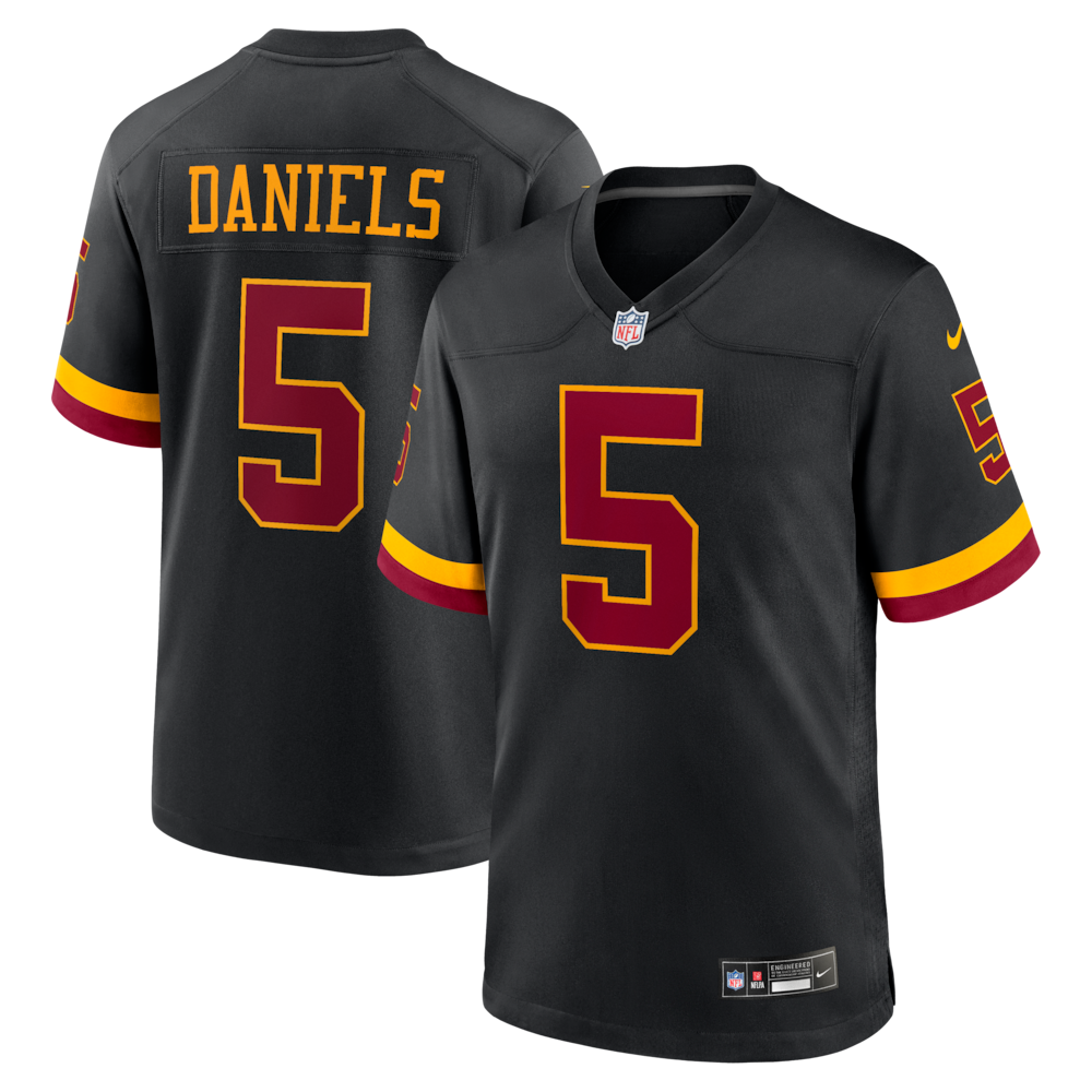 Washington Commanders Merch - Men's Jayden Daniels Alternate Game Jersey, Black 1 - Unicasport Washington Commanders Merch - Men's Jayden Daniels Alternate Game Jersey, Black