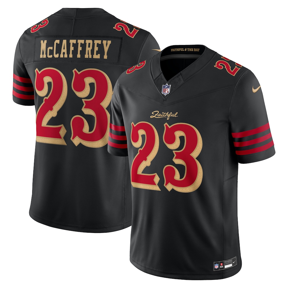 San Francisco 49ers Merch - Men's Christian McCaffrey 2025 Rivalries Collection Stitched Limited Jersey, Black 1 - Unicasport San Francisco 49ers Merch - Men's Christian McCaffrey 2025 Rivalries Collection Stitched Limited Jersey, Black
