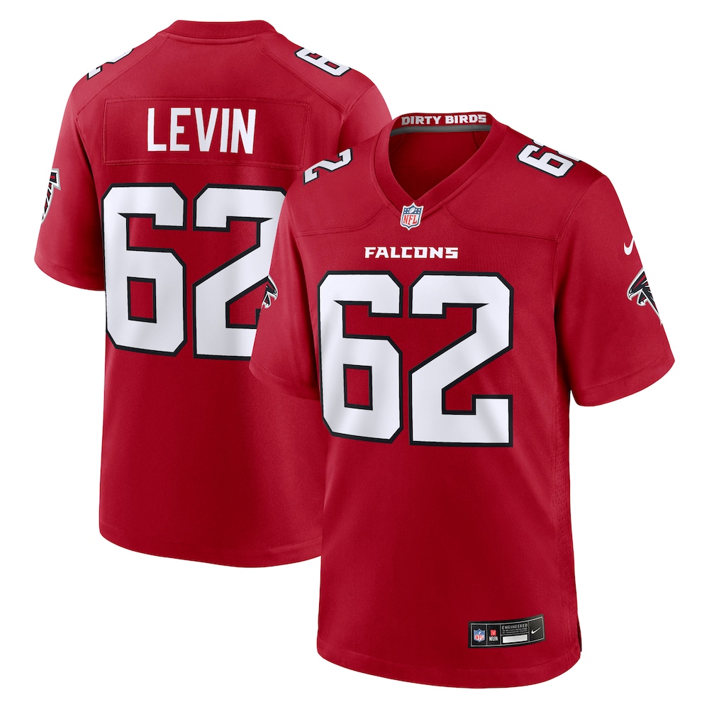 Atlanta Falcons Merch - Men's Corey Levin Team Game Jersey, Red 1 - Unicasport Atlanta Falcons Merch - Men's Corey Levin Team Game Jersey, Red
