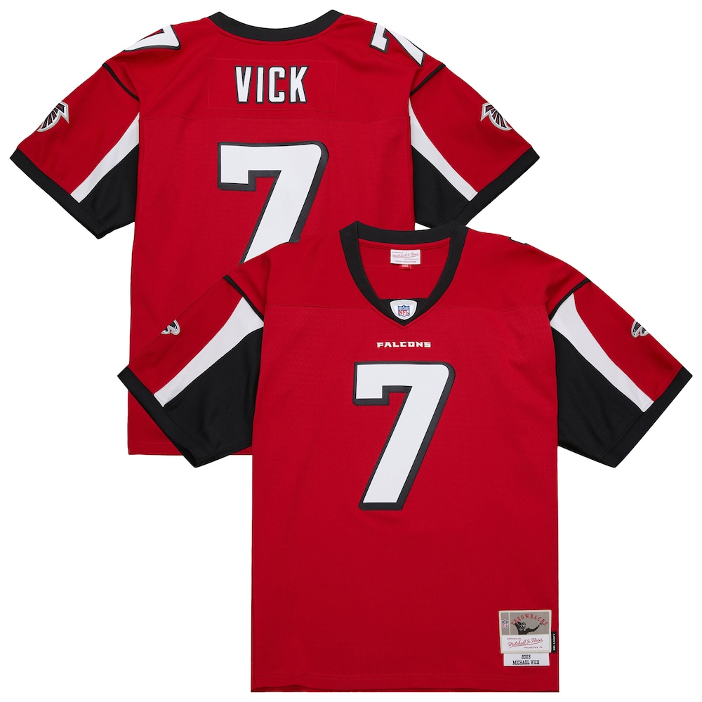 Atlanta Falcons Merch - Men's Michael Vick 2003 Legacy Replica Jersey, Red 1 - Unicasport Atlanta Falcons Merch - Men's Michael Vick 2003 Legacy Replica Jersey, Red