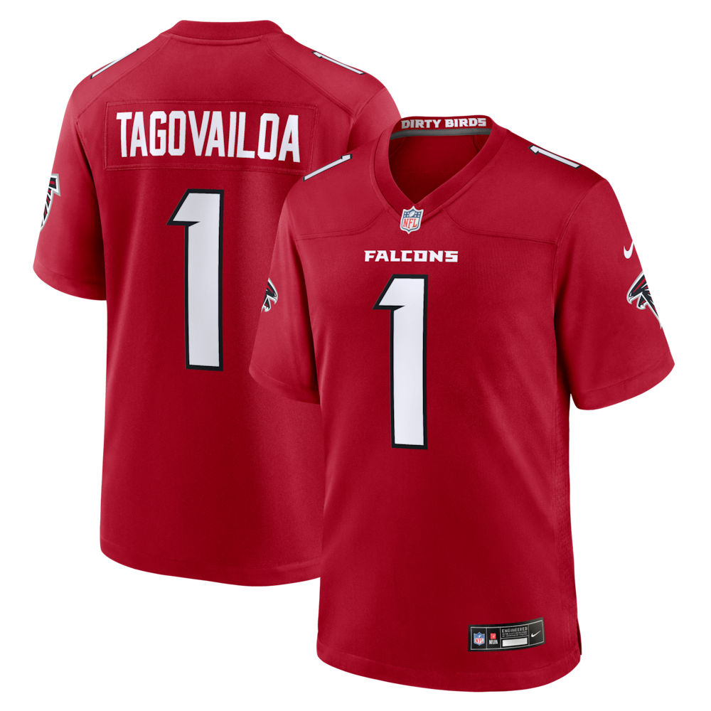 Atlanta Falcons Merch - Men's Tua Tagovailoa Game Jersey, Red 1 - Unicasport Atlanta Falcons Merch - Men's Tua Tagovailoa Game Jersey, Red