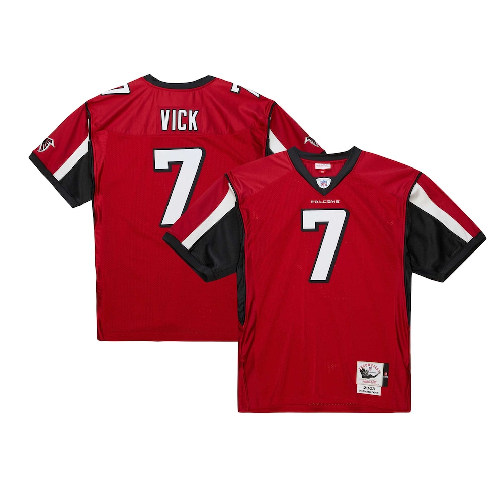 Atlanta Falcons Merch - Men's 2003 Michael Vick Authentic Throwback Retired Player Jersey, Red - Good Gifts For Football Fans 1 - Unicasport Atlanta Falcons Merch - Men's 2003 Michael Vick Authentic Throwback Retired Player Jersey, Red - Good Gifts For Football Fans