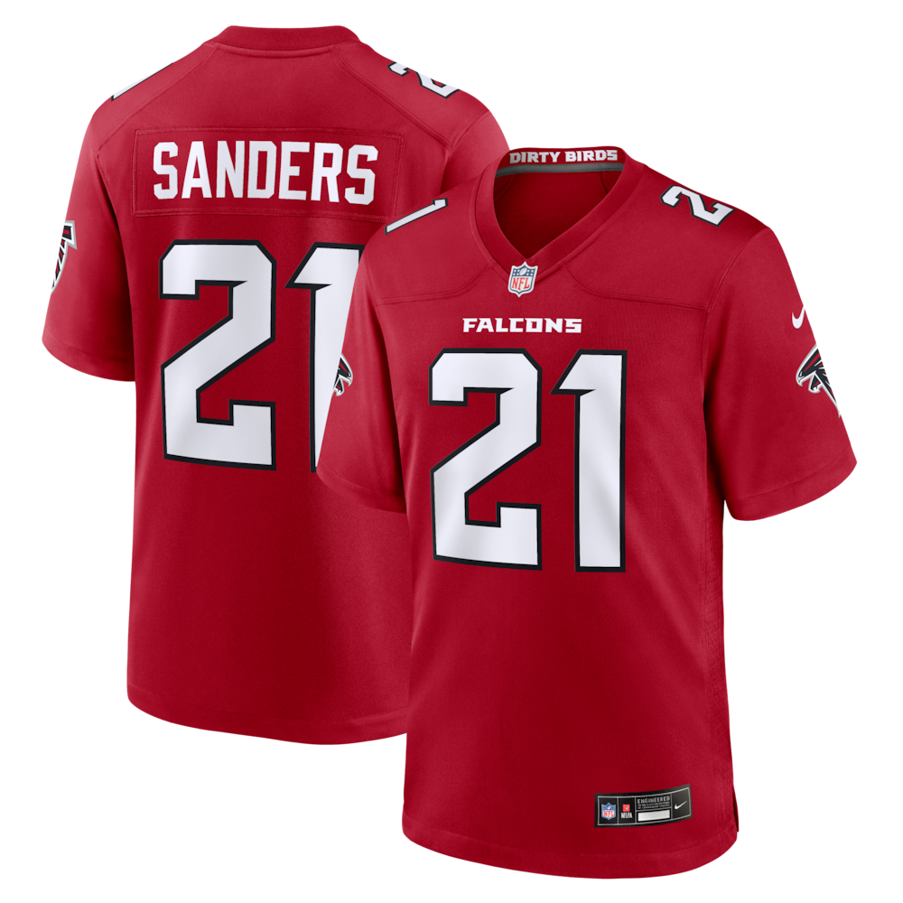 Atlanta Falcons Merch - Men's Deion Sanders Retired Player Game Jersey, Red - Birthday Present For Football Fan 1 - Unicasport Atlanta Falcons Merch - Men's Deion Sanders Retired Player Game Jersey, Red - Birthday Present For Football Fan