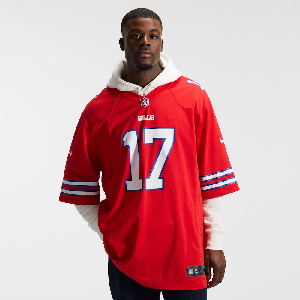 Buffalo Bills Merch - Men's Josh Allen Alternate Jersey, Red 1 - Unicasport Buffalo Bills Merch - Men's Josh Allen Alternate Jersey, Red