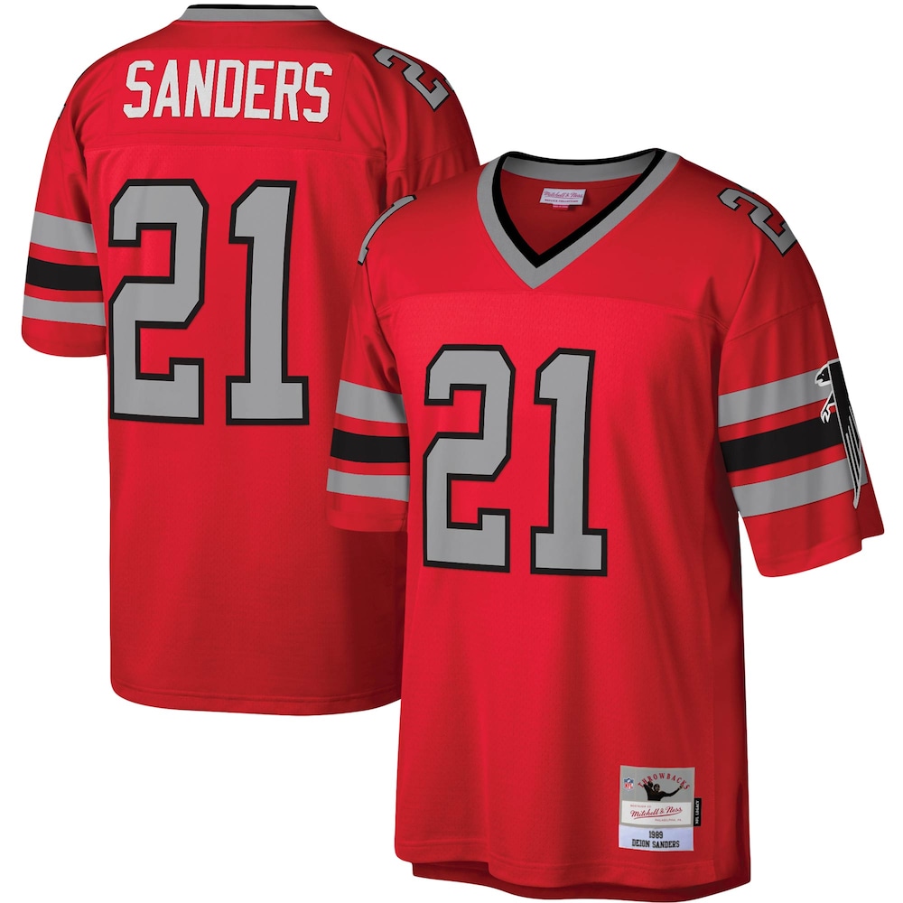Atlanta Falcons Merch - Men's Deion Sanders Legacy Replica Jersey, Red 1 - Unicasport Atlanta Falcons Merch - Men's Deion Sanders Legacy Replica Jersey, Red
