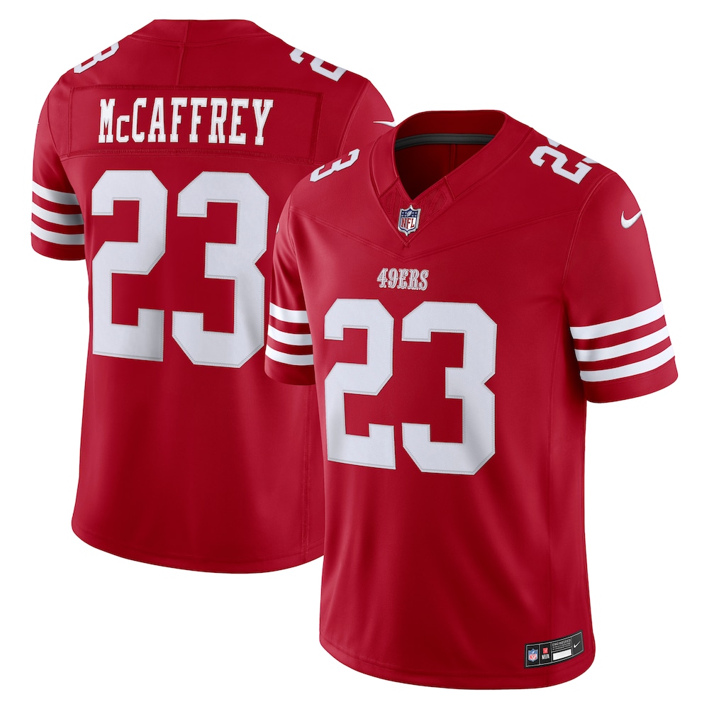 San Francisco 49ers Merch - Men's Christian McCaffrey Scarlet Team Vapor F.U.S.E. Stitched Limited Jersey 1 - Unicasport San Francisco 49ers Merch - Men's Christian McCaffrey Scarlet Team Vapor F.U.S.E. Stitched Limited Jersey