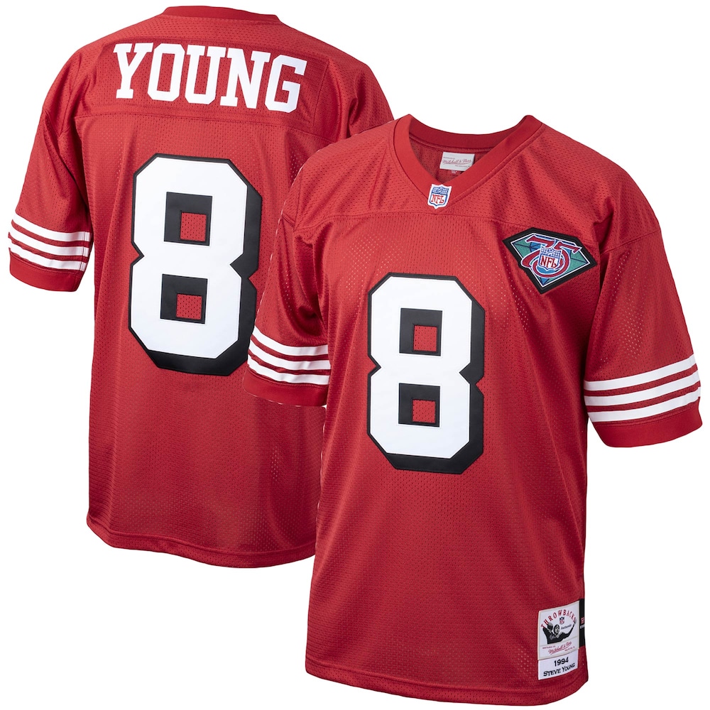 San Francisco 49ers Merch - Men's 1994 Steve Young Scarlet Authentic Throwback Retired Player Jersey - Football Gifts For Men 1 - Unicasport San Francisco 49ers Merch - Men's 1994 Steve Young Scarlet Authentic Throwback Retired Player Jersey - Football Gifts For Men