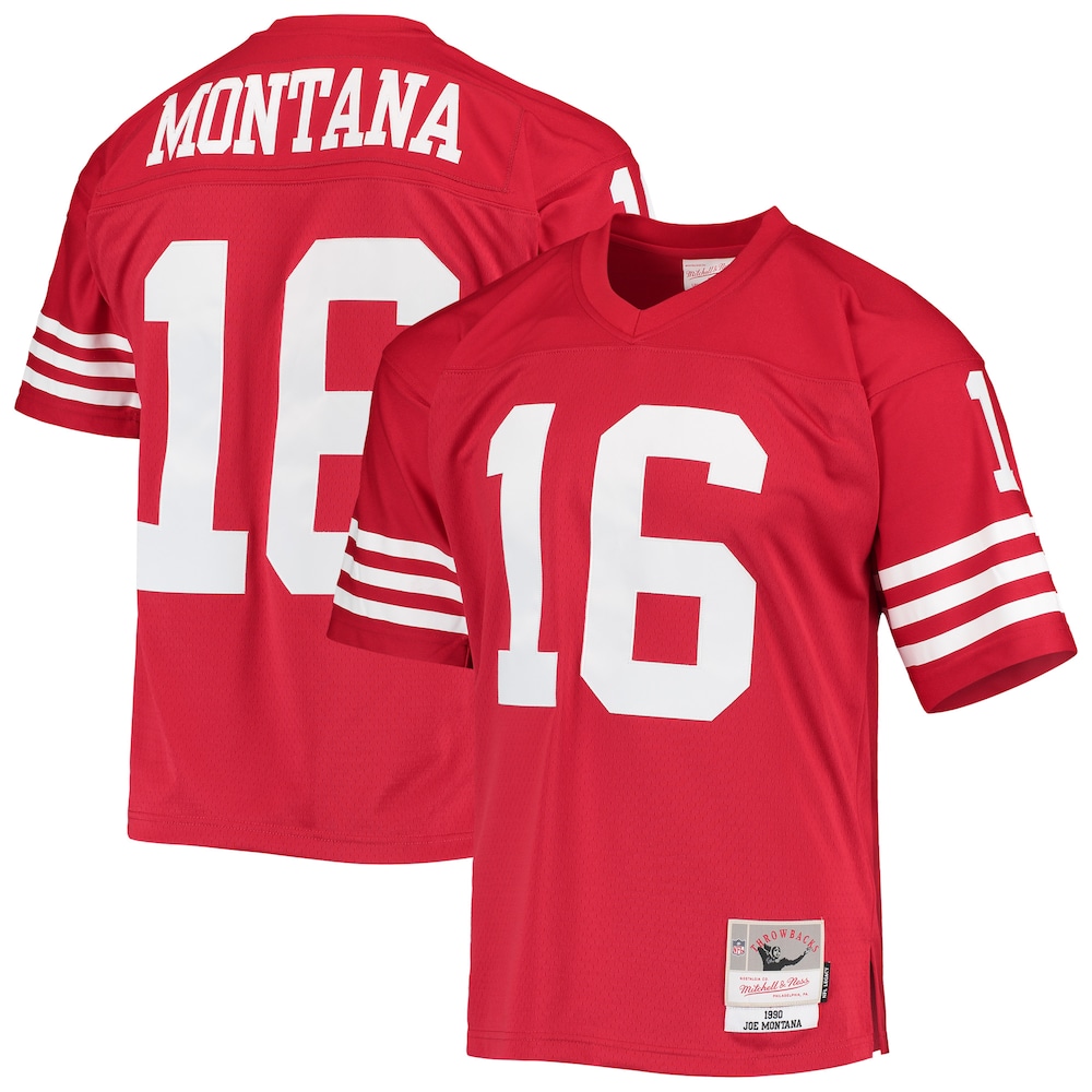 San Francisco 49ers Merch - Men's Joe Montana Scarlet Legacy Replica Jersey - American Football Presents 1 - Unicasport San Francisco 49ers Merch - Men's Joe Montana Scarlet Legacy Replica Jersey - American Football Presents