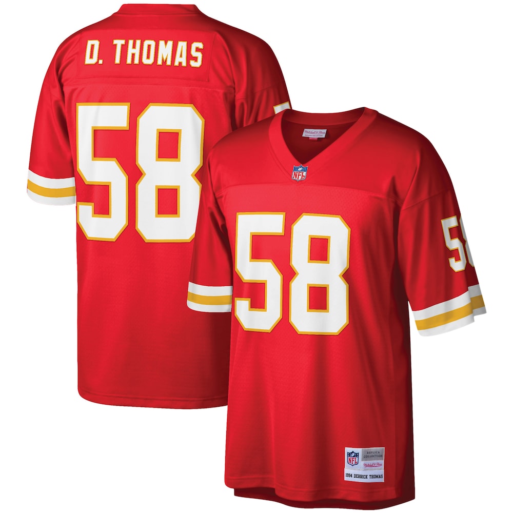 Kansas City Chiefs Merch - Men's Derrick Thomas Legacy Replica Jersey, Red 1 - Unicasport Kansas City Chiefs Merch - Men's Derrick Thomas Legacy Replica Jersey, Red