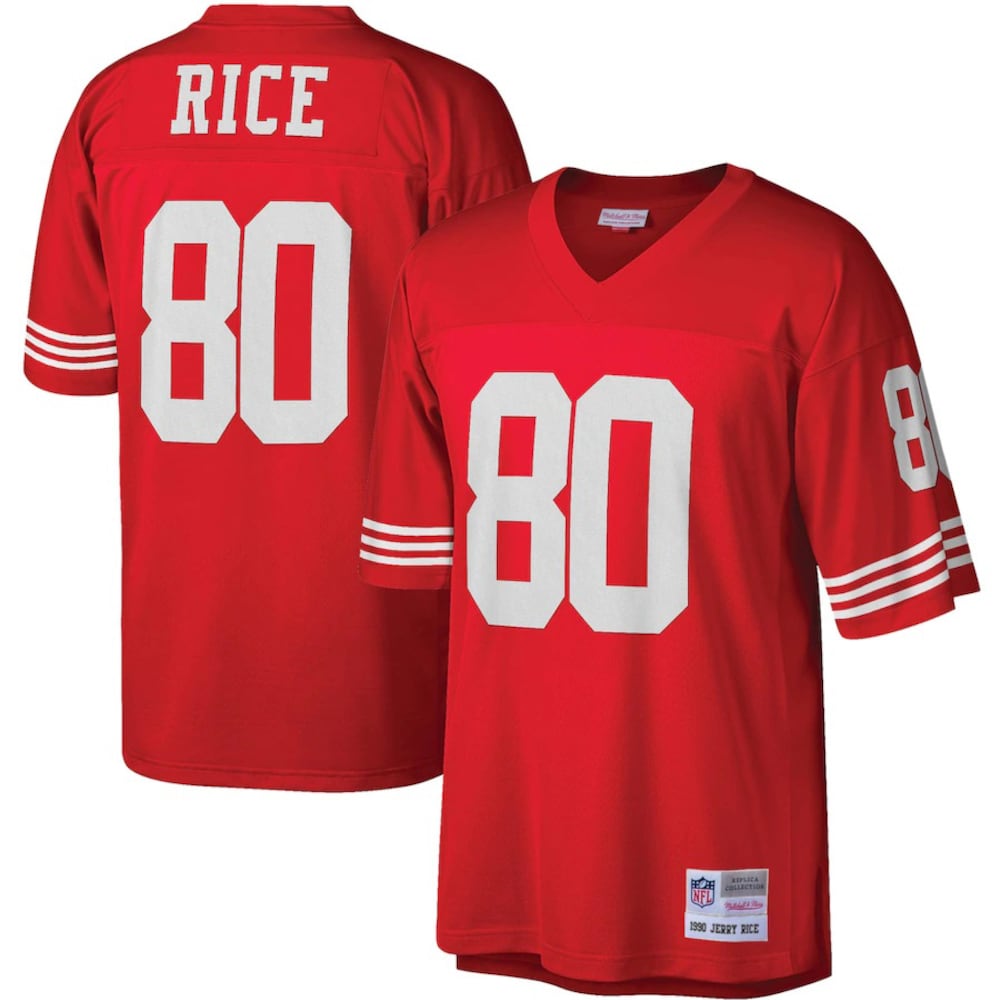 San Francisco 49ers Merch - Men's Jerry Rice Scarlet 1990 Retired Player Replica Jersey, Big & Tall - Presents For Football Fans 1 - Unicasport San Francisco 49ers Merch - Men's Jerry Rice Scarlet 1990 Retired Player Replica Jersey, Big & Tall - Presents For Football Fans