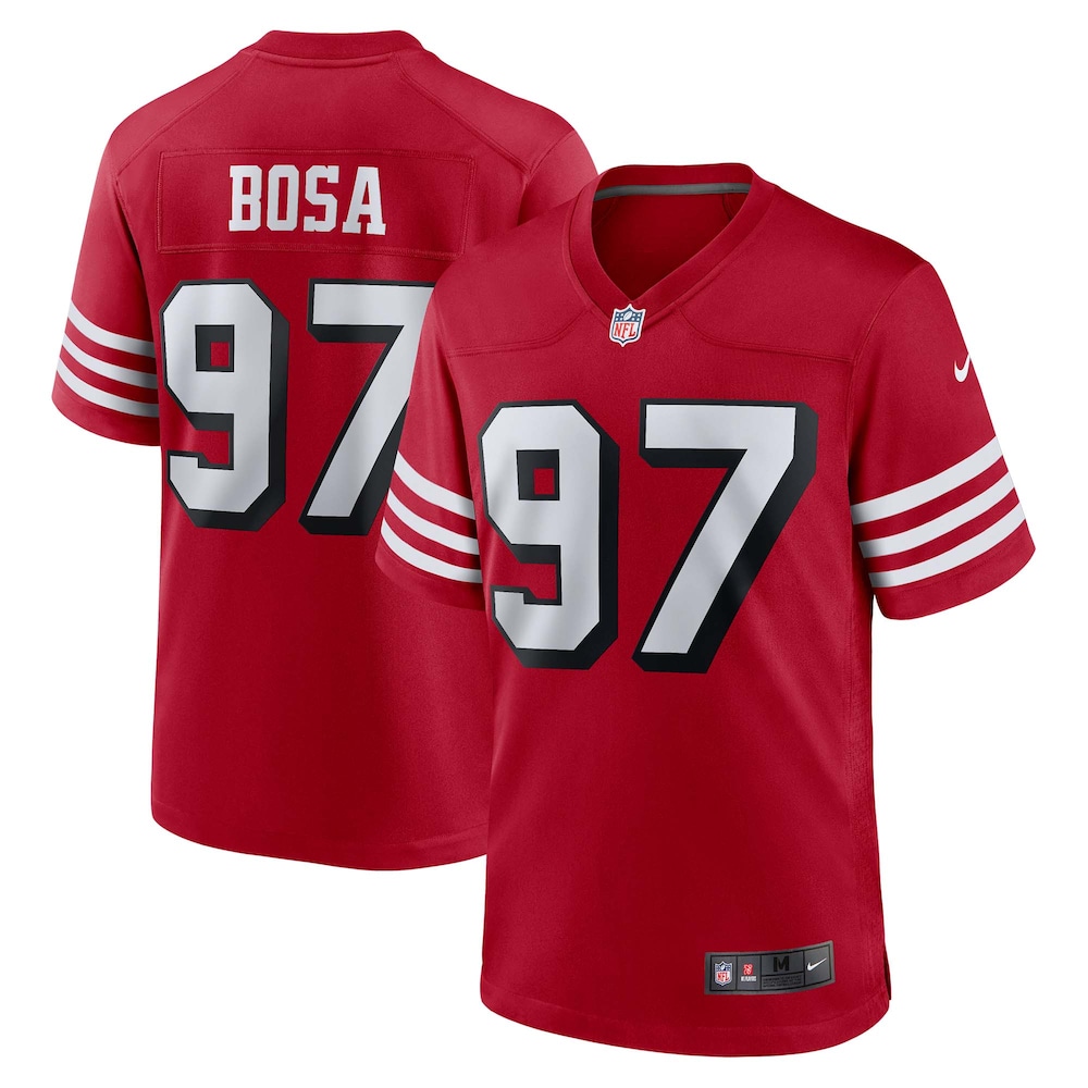 San Francisco 49ers Merch - Men's Nick Bosa Scarlet Alternate Game Jersey 1 - Unicasport San Francisco 49ers Merch - Men's Nick Bosa Scarlet Alternate Game Jersey