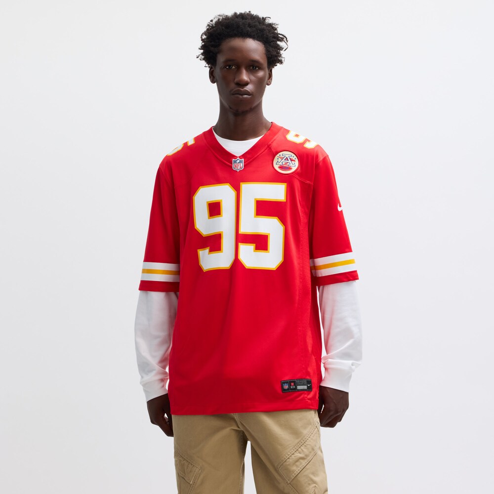 Kansas City Chiefs Merch - Men's Chris Jones Game Jersey, Red - Presents For Football Fans 1 - Unicasport Kansas City Chiefs Merch - Men's Chris Jones Game Jersey, Red - Presents For Football Fans