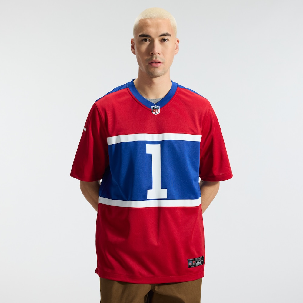 New York Giants Merch - Men's Malik Nabers Century Alternate Game Jersey, Red 1 - Unicasport New York Giants Merch - Men's Malik Nabers Century Alternate Game Jersey, Red