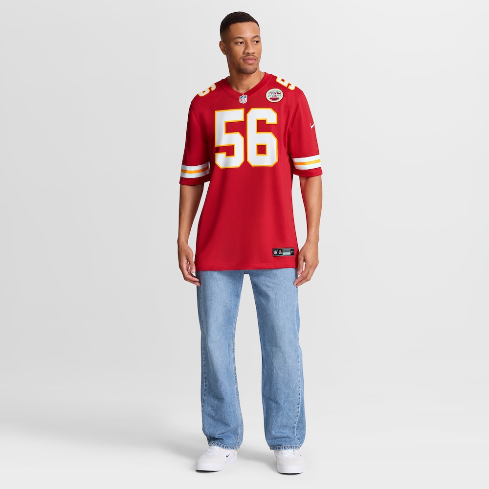 Kansas City Chiefs Merch - Men's George Karlaftis Player Game Jersey, Red 1 - Unicasport Kansas City Chiefs Merch - Men's George Karlaftis Player Game Jersey, Red