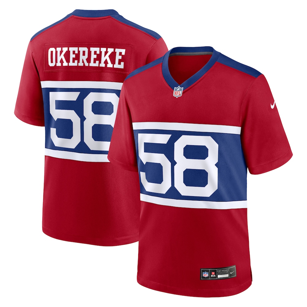 New York Giants Merch - Men's Bobby Okereke Century Alternate Player Game Jersey, Red - American Football Fan Gifts 1 - Unicasport New York Giants Merch - Men's Bobby Okereke Century Alternate Player Game Jersey, Red - American Football Fan Gifts