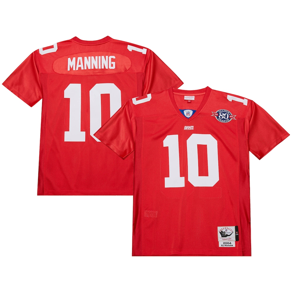 New York Giants Merch - Men's 2004 Eli Manning Authentic Throwback Retired Player Jersey, Red 1 - Unicasport New York Giants Merch - Men's 2004 Eli Manning Authentic Throwback Retired Player Jersey, Red