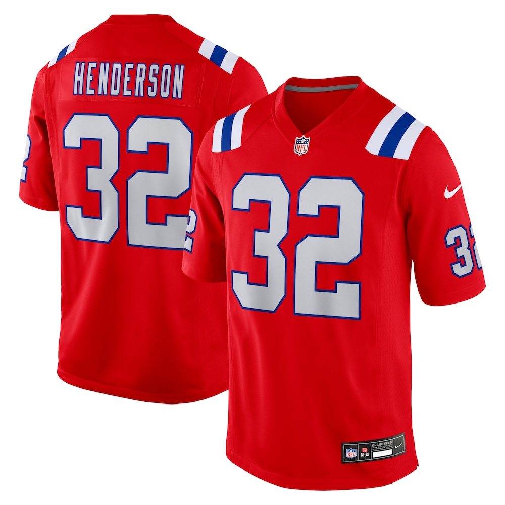 New England Patriots Merch - Men's TreVeyon Henderson Alternate Jersey, Red 1 - Unicasport New England Patriots Merch - Men's TreVeyon Henderson Alternate Jersey, Red