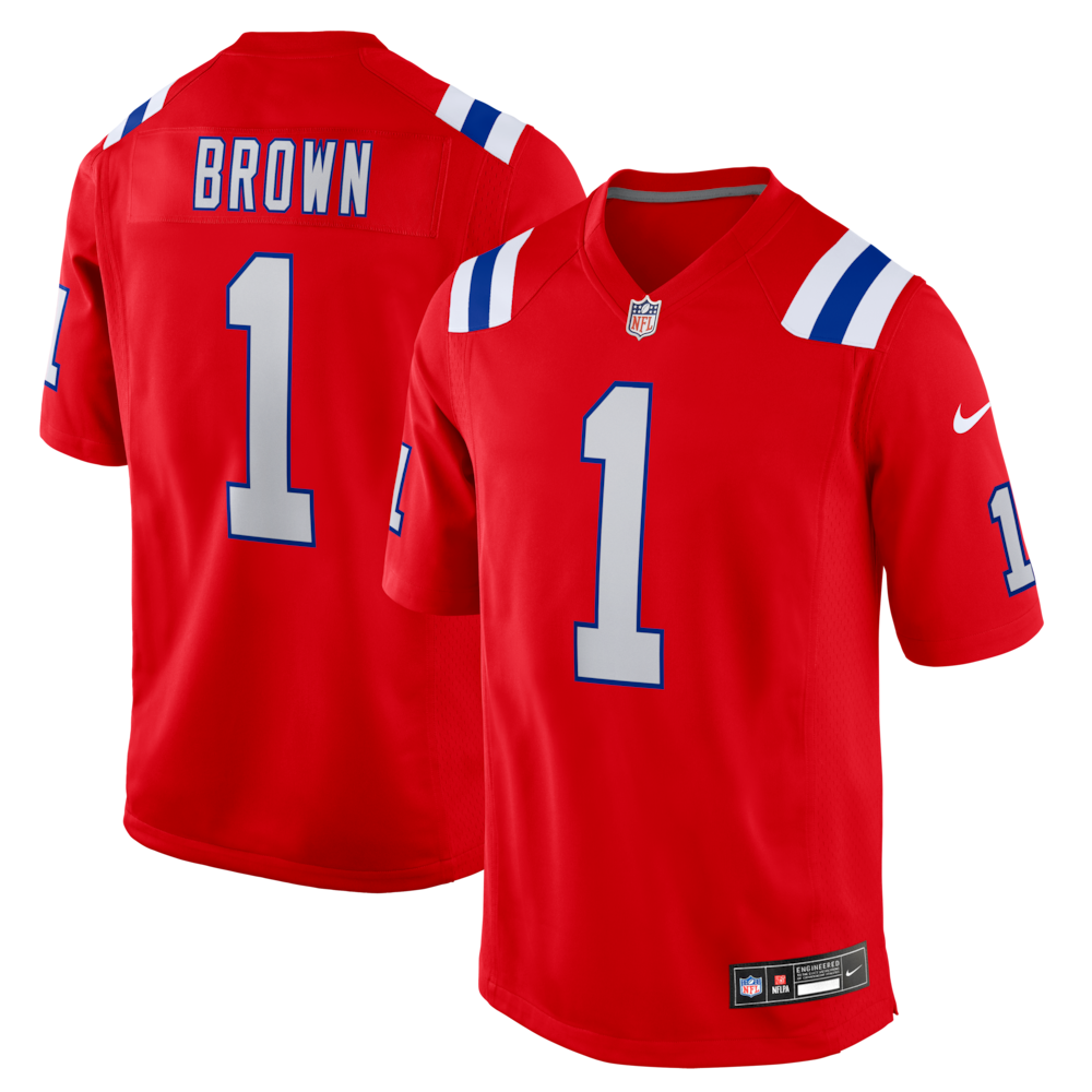 New England Patriots Merch - Men's A.J. Game Jersey, Red Brown - Birthday Present For Football Fan 1 - Unicasport New England Patriots Merch - Men's A.J. Game Jersey, Red Brown - Birthday Present For Football Fan