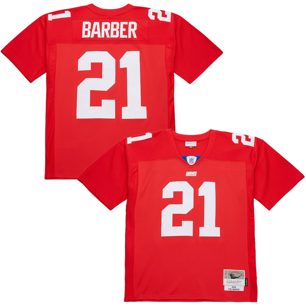 New York Giants Merch - Men's Tiki Barber 2004 Legacy Replica Jersey, Red 1 - Unicasport New York Giants Merch - Men's Tiki Barber 2004 Legacy Replica Jersey, Red