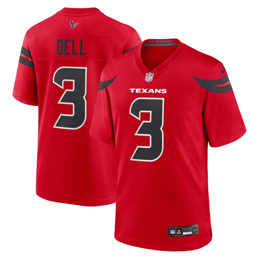 Houston Texans Merch - Men's Tank Dell Alternate Game Jersey, Red 1 - Unicasport Houston Texans Merch - Men's Tank Dell Alternate Game Jersey, Red