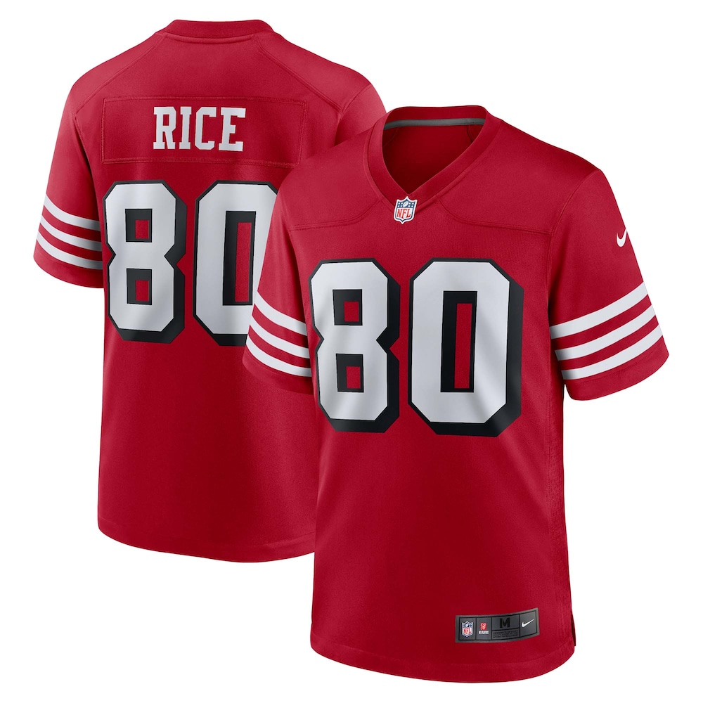 San Francisco 49ers Merch - Men's Jerry Rice Scarlet Retired Player Alternate Game Jersey 1 - Unicasport San Francisco 49ers Merch - Men's Jerry Rice Scarlet Retired Player Alternate Game Jersey