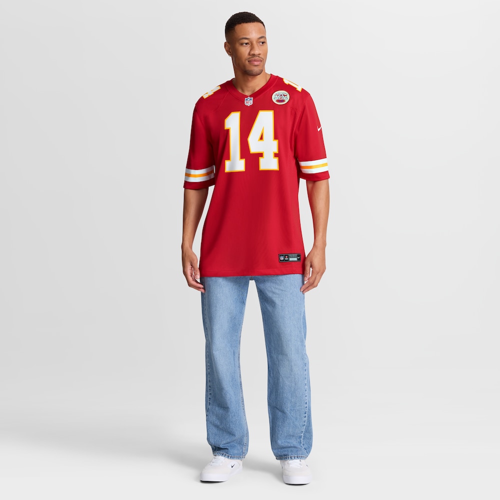 Kansas City Chiefs Merch - Men's Garrett Nussmeier Game Jersey, Red - Best Birthday Gift For Football Lovers 1 - Unicasport Kansas City Chiefs Merch - Men's Garrett Nussmeier Game Jersey, Red - Best Birthday Gift For Football Lovers