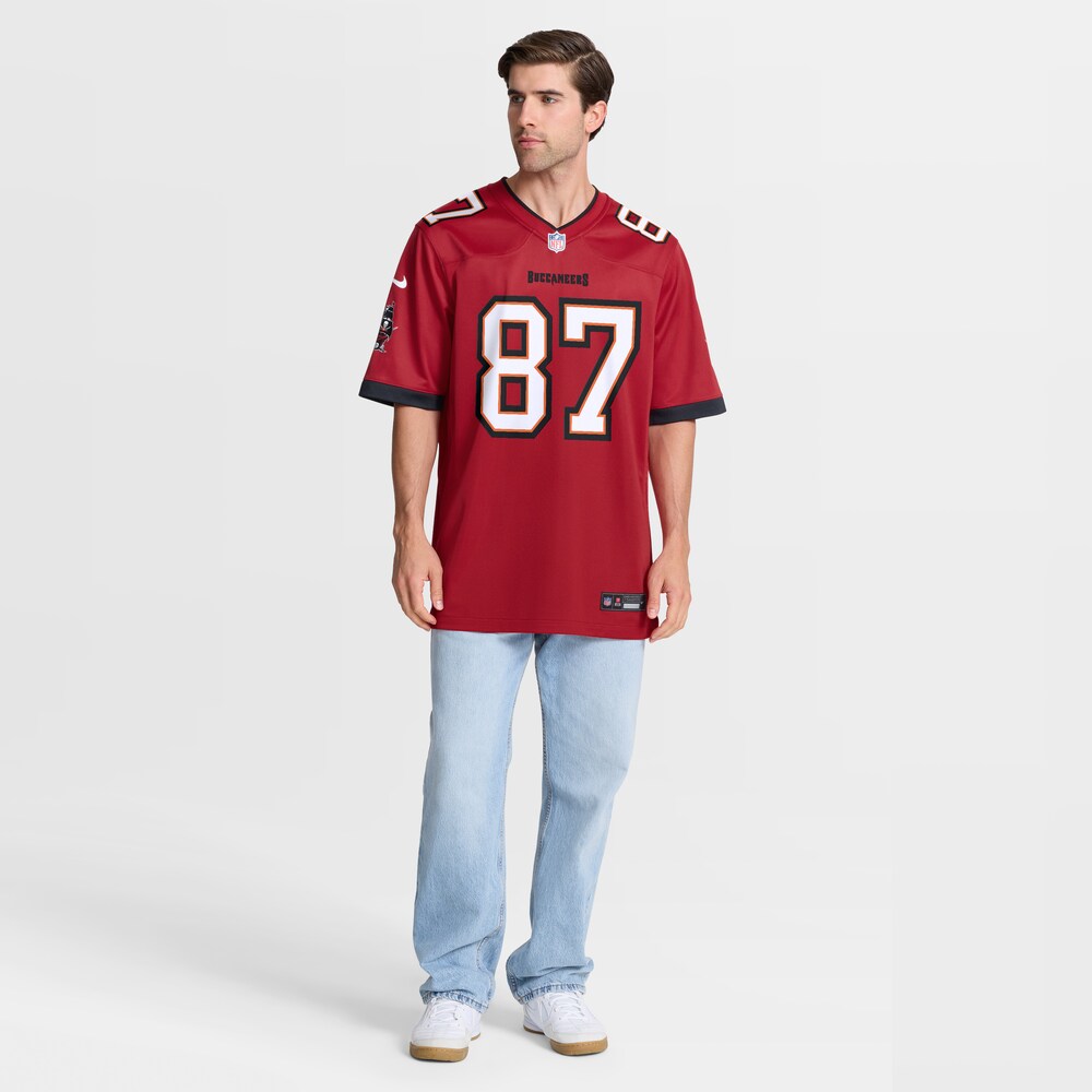 Tampa Bay Buccaneers Merch - Men's Payne Durham Game Jersey, Red 1 - Unicasport Tampa Bay Buccaneers Merch - Men's Payne Durham Game Jersey, Red