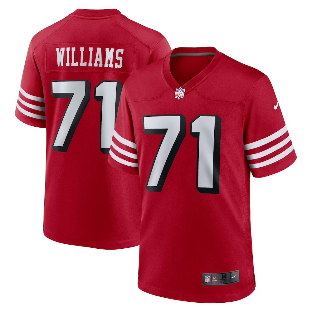 San Francisco 49ers Merch - Men's Trent Williams Scarlet Alternate Game Jersey 1 - Unicasport San Francisco 49ers Merch - Men's Trent Williams Scarlet Alternate Game Jersey