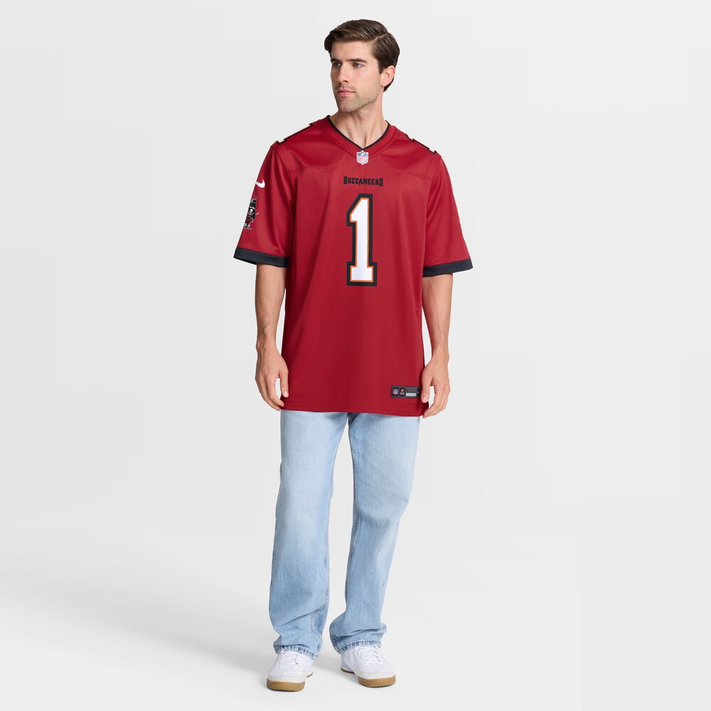 Tampa Bay Buccaneers Merch - Men's Number 1 Groom Game Jersey, Red 1 - Unicasport Tampa Bay Buccaneers Merch - Men's Number 1 Groom Game Jersey, Red