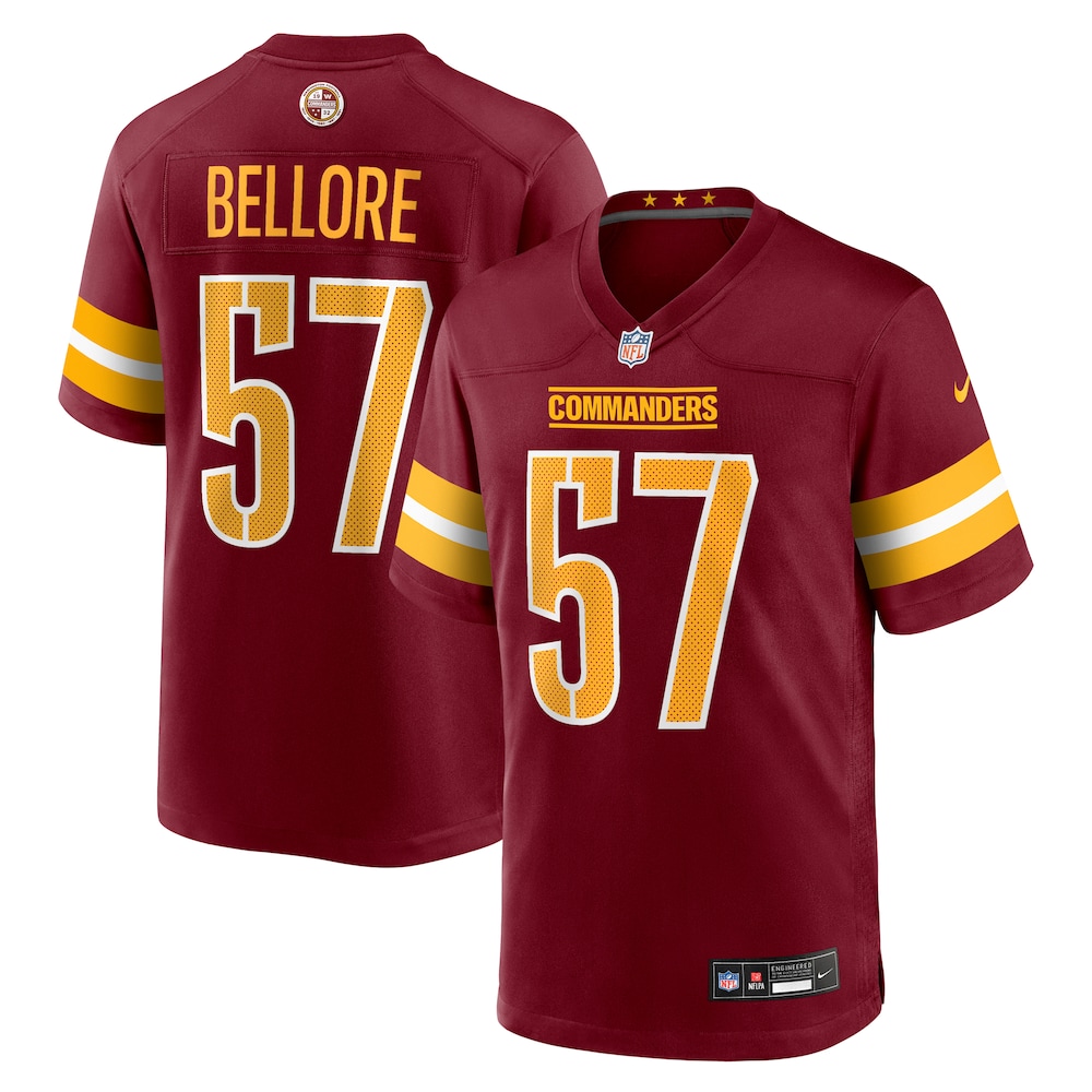 Washington Commanders Merch - Men's Nick Bellore Team Game Jersey, Burgundy 1 - Unicasport Washington Commanders Merch - Men's Nick Bellore Team Game Jersey, Burgundy
