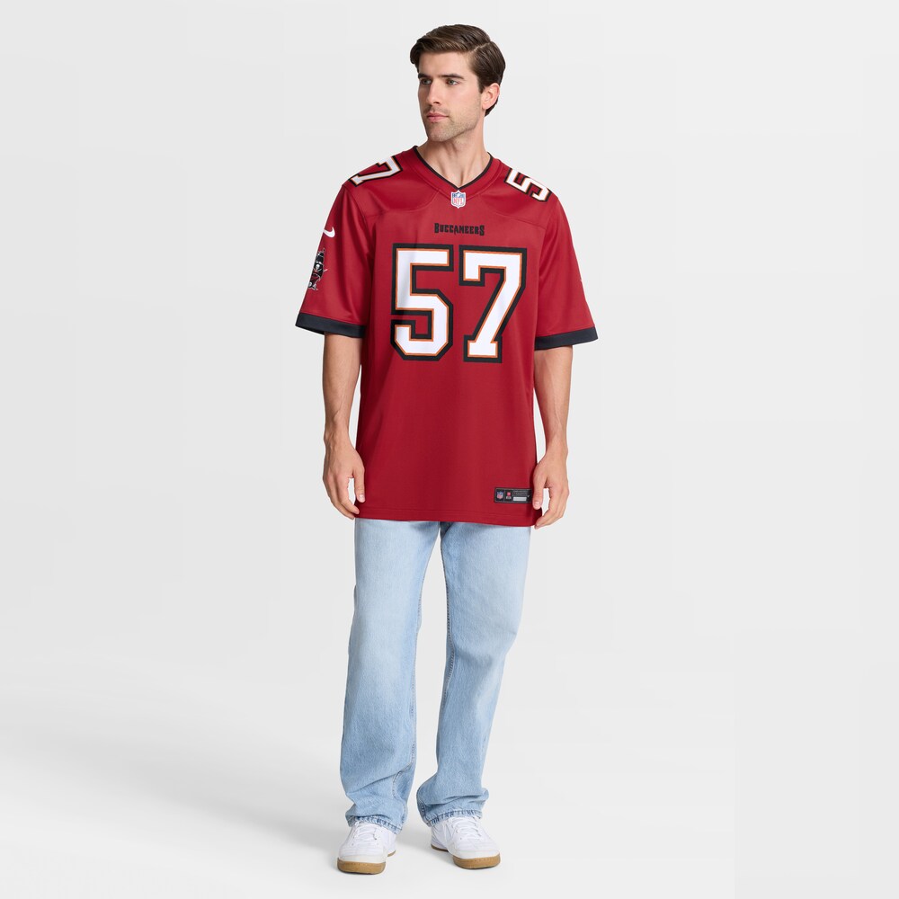 Tampa Bay Buccaneers Merch - Men's John Bullock Team Game Jersey, Red 1 - Unicasport Tampa Bay Buccaneers Merch - Men's John Bullock Team Game Jersey, Red