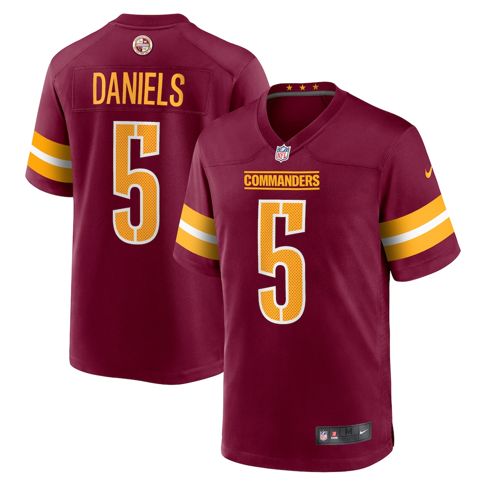 Washington Commanders Merch - Men's Jayden Daniels Player Game Jersey, Burgundy 1 - Unicasport Washington Commanders Merch - Men's Jayden Daniels Player Game Jersey, Burgundy