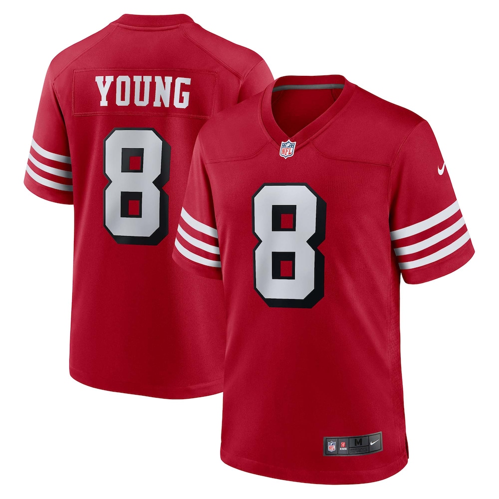 San Francisco 49ers Merch - Men's Steve Young Scarlet Retired Player Alternate Game Jersey 1 - Unicasport San Francisco 49ers Merch - Men's Steve Young Scarlet Retired Player Alternate Game Jersey