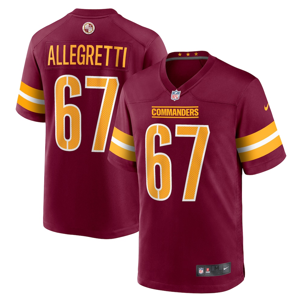 Washington Commanders Merch - Men's Nick Allegretti Game Jersey, Burgundy 1 - Unicasport Washington Commanders Merch - Men's Nick Allegretti Game Jersey, Burgundy
